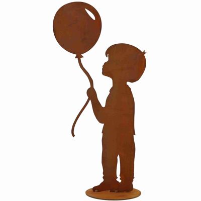Niño con globo | Figura de decoración de jardín pátina.