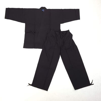 401001 Samue – Japanisches Arbeitsset aus 100 % Baumwolle, einfarbig, schwarz