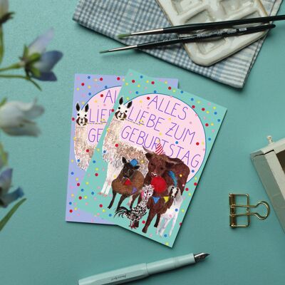 Fête des animaux sur carte postale