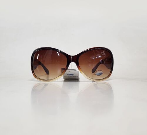 Brown Visionmania women's sunglasses with graphic print on legs