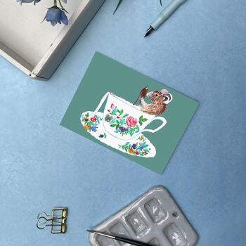 Souris de carte postale dans la tasse de thé 4