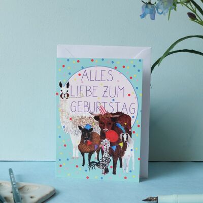 Tarjeta de felicitación fiesta de animales