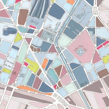 Affiche Illustration Plan du 10ème arrondissement de PARIS - Décoration murale 2
