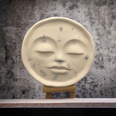 Handmade Jesmonite Face Dish - White & Silver Leaf