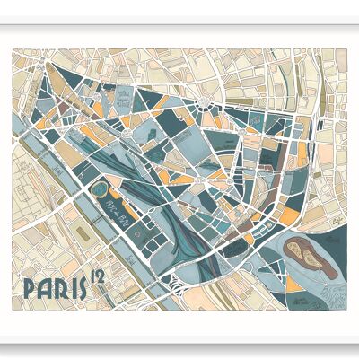 Poster Illustration of the 12th arrondissement of PARIS