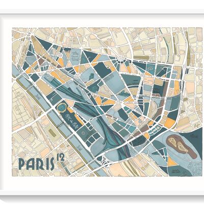 Poster Illustration of the 12th arrondissement of PARIS