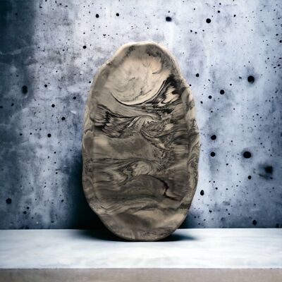 Handmade Jesmonite Large oval Tray - Grey Marble Effect