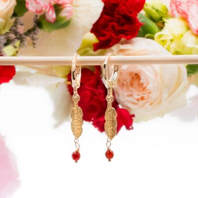 Plumetine earrings: red carnelian