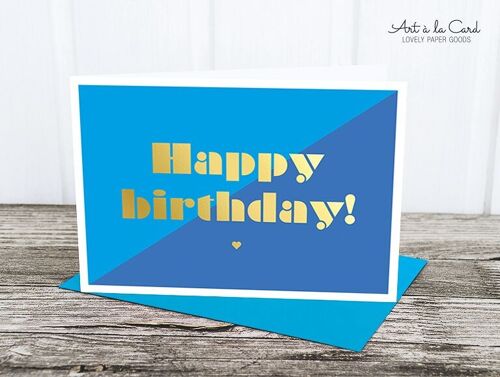 Klappkarte: Happy Birthday, blau