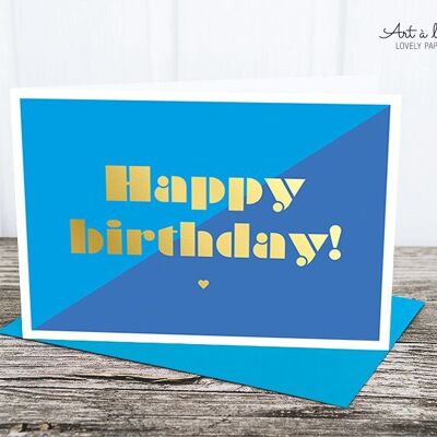 Carte pliante : Joyeux anniversaire, bleue