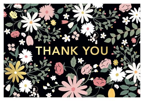 Klappkarte: Thank you Flowers