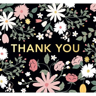 Folding card: Thank you Flowers