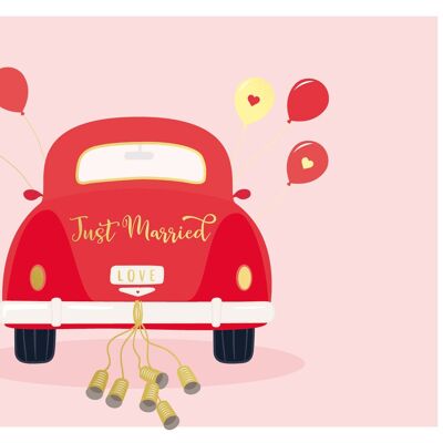 Folding card: Just Married Car