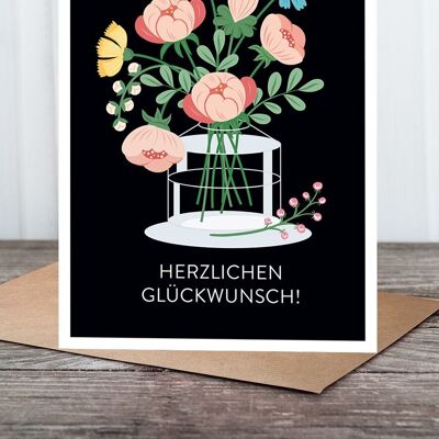 Carte pliante : Bouquet de fleurs HF
