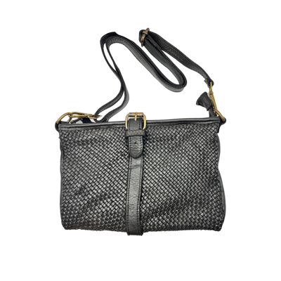 INES WASHED LEATHER CLUTCH BAG BLACK
