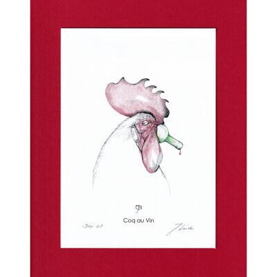 Art print - A5, signed - "Coq au vin"
