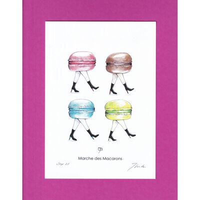 Art print - A5, signed - "Marche des Macarons"