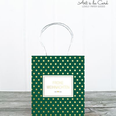 Mini sac : étoiles, vert-or