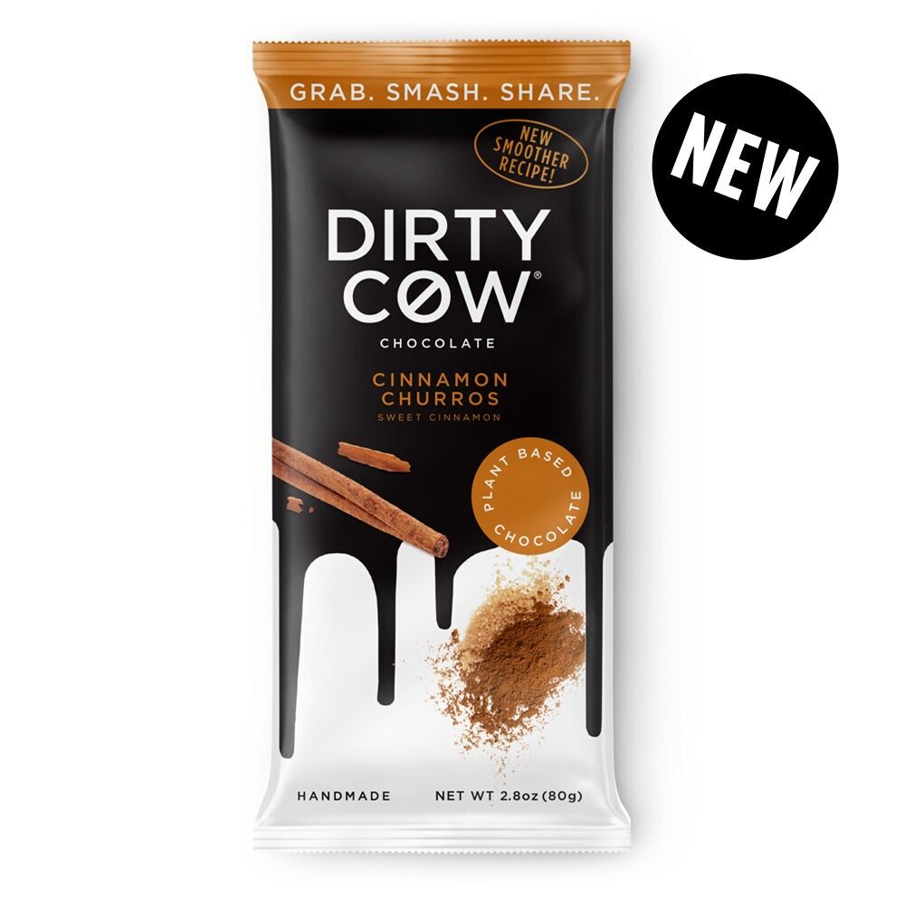 * NUOVO * BARRETTA DI CIOCCOLATO VEGANO A BASE VEGETALE CON CHURROS ALLA CANNELLA