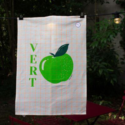 Apple green tea towel (made in France) 100% Cotton