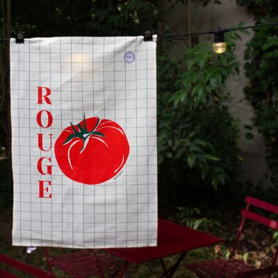 Tomato red tea towel (made in France) 100% Cotton