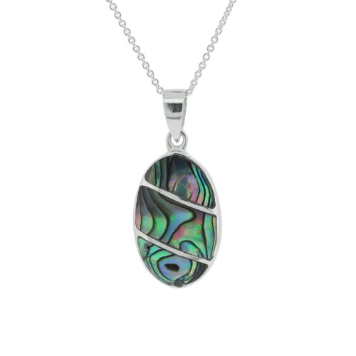 Oval Abalone Pendant with 18" Trace Chain and Presentation Box