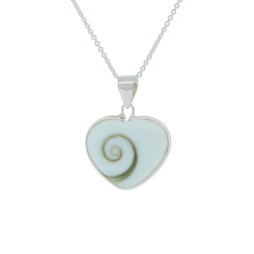 Shivas Eye Heart Pendant with 18" Trace Chain and Box