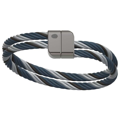 Bracelet homme en lin naturel PIT Gris Bleu Quadrille