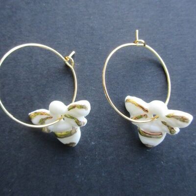 boucles d'ooreilles abeilles en porcelaine et or