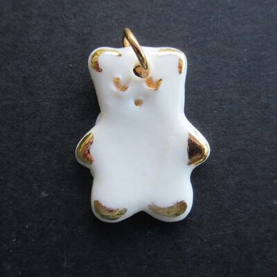 Pendentif nounours en porcelaine et or fin