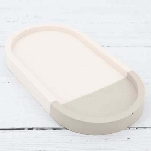 Handmade Jesmonite Oval Tray - Grey & White