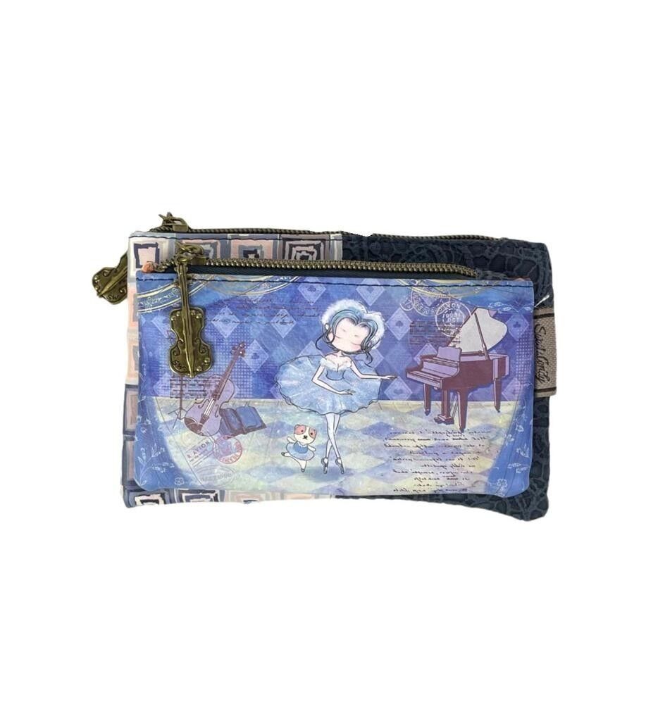 Monedero sintético muñeca compacto con bolsillo frontal