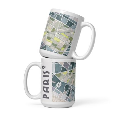 Mapa de taza ilustrado del segundo distrito de PARÍS