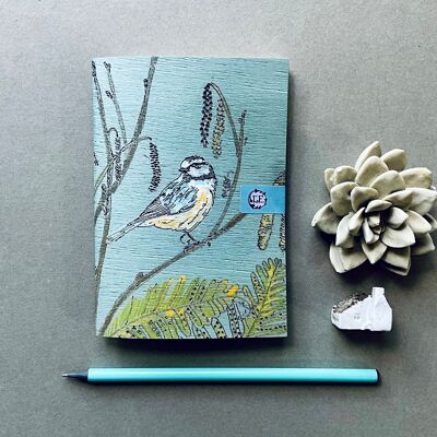 Blue Tit in the Catkins A6 Notebook