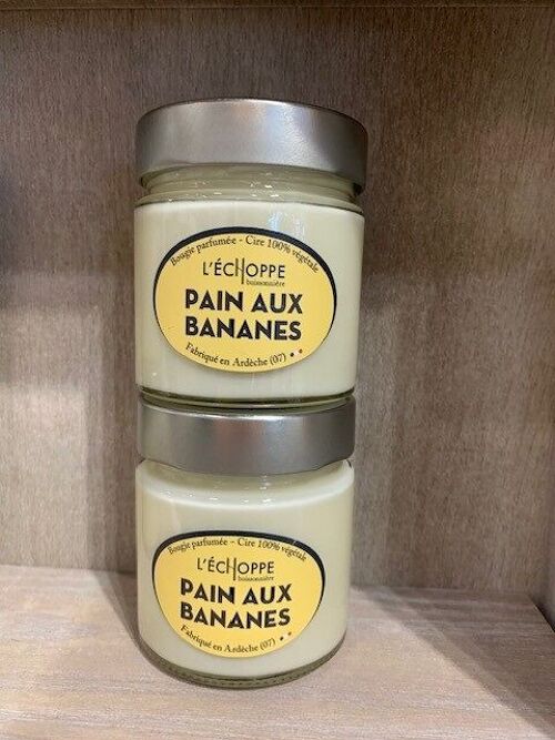 BOUGIE PARFUMEE PAIN AUX BANANES POT 180 G E CIRE VEGETALE 100 % SOJA