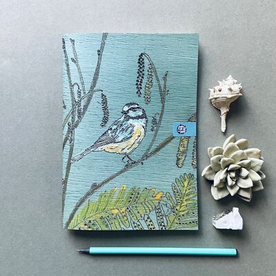 Blue Tit in the Catkins A5 Notebook