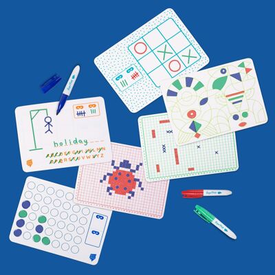 HOLIDAY TRAVEL GAMES: 6 erasable portable games for endless fun! last pieces