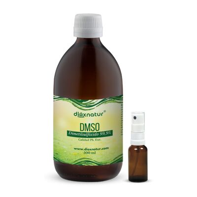 Dioxnatur DMSO 99,9% Dimetilsulfóxido Grado Farmacéutico - Botella + Spray Vaporizador cristal ámbar