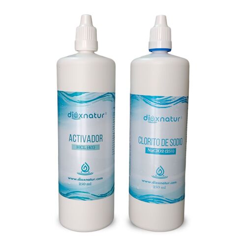 DIOXNATUR® Kit de producción de dióxido de cloro 250ml - Desinfectante de agua potable - No apto para el consumo humano