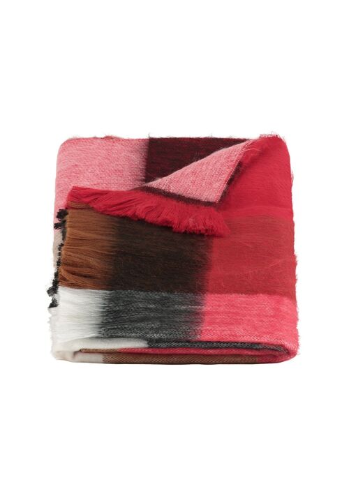 Scarf/Shawl Blocked Red, Black and Naturals - Alpaca Wool