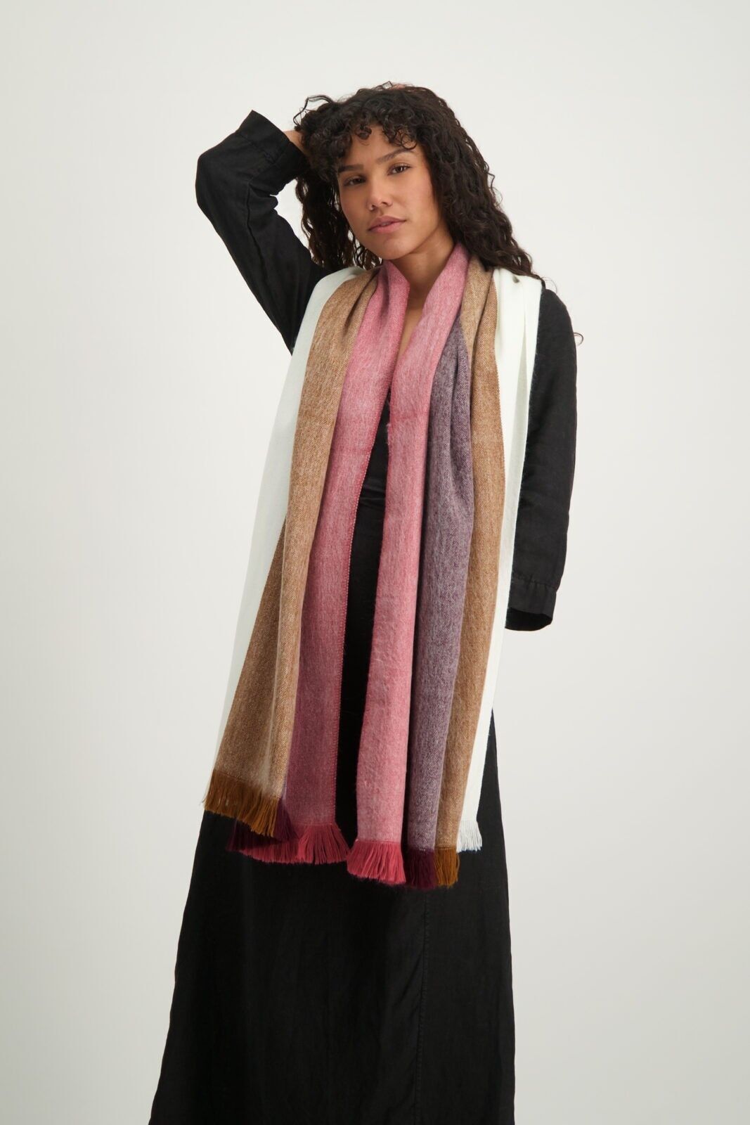 Sciarpa a righe rosso vino, uva e naturali