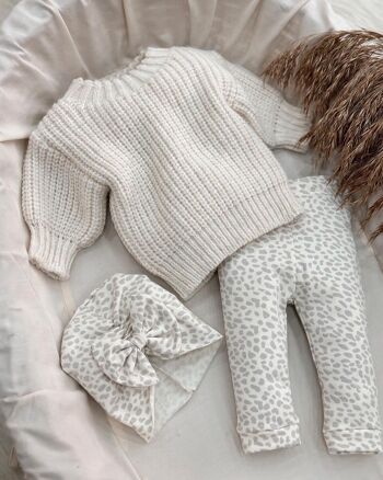 Ensemble bébé fille en tricot épais en coton biologique à motif léopard 3