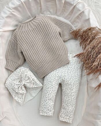 Ensemble bébé fille en tricot épais en coton biologique à motif léopard 5