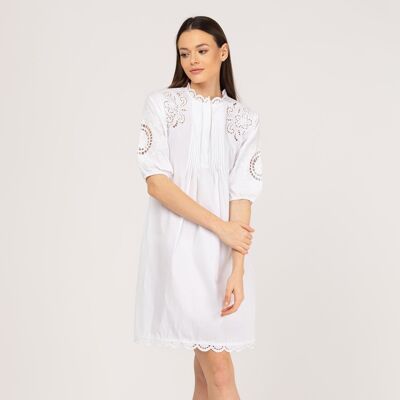 Short cotton dress with white embroidery