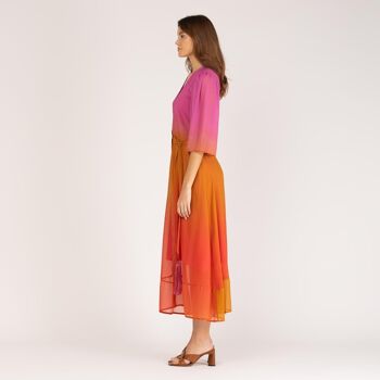 Robe chemise longue dégradé orange 3
