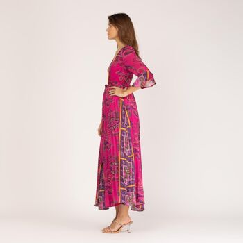 Robe longue plissée violette 3