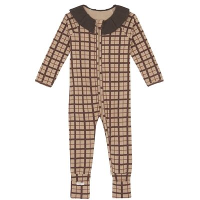 Children's Zipped Pajamas with Patinated Checks