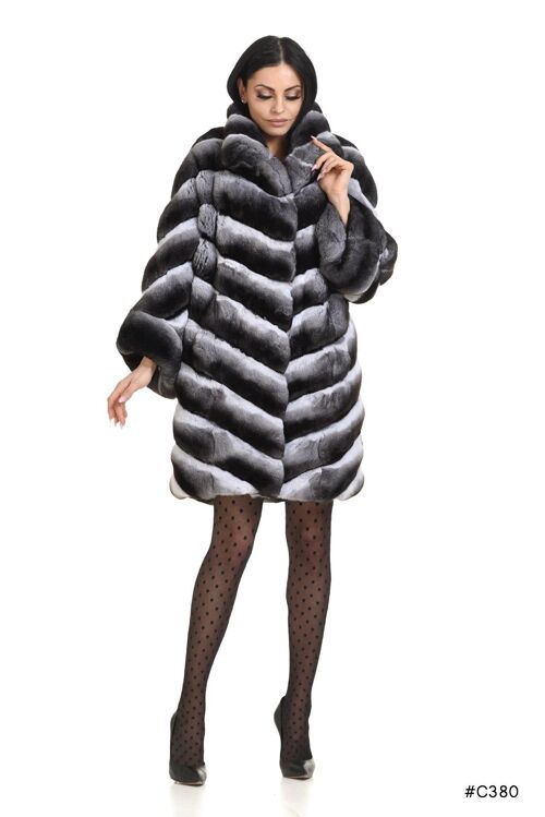 Chinchilla coat with asymmetrical sleeves