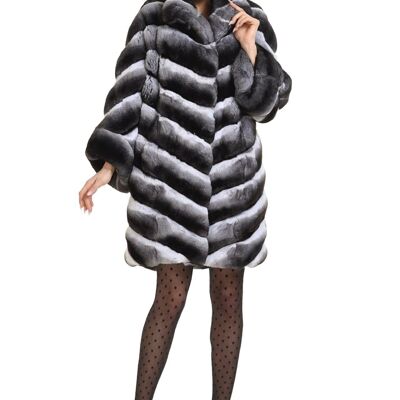 Chinchilla coat with asymmetrical sleeves