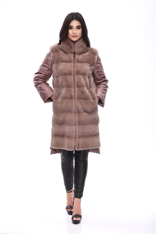 Down coat with mink